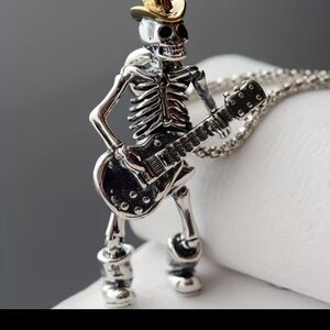 Skeleton Guitarist Pendant Necklace